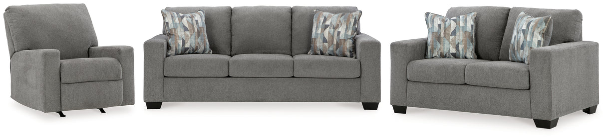 Deltona Graphite Sofa, Loveseat And Recliner