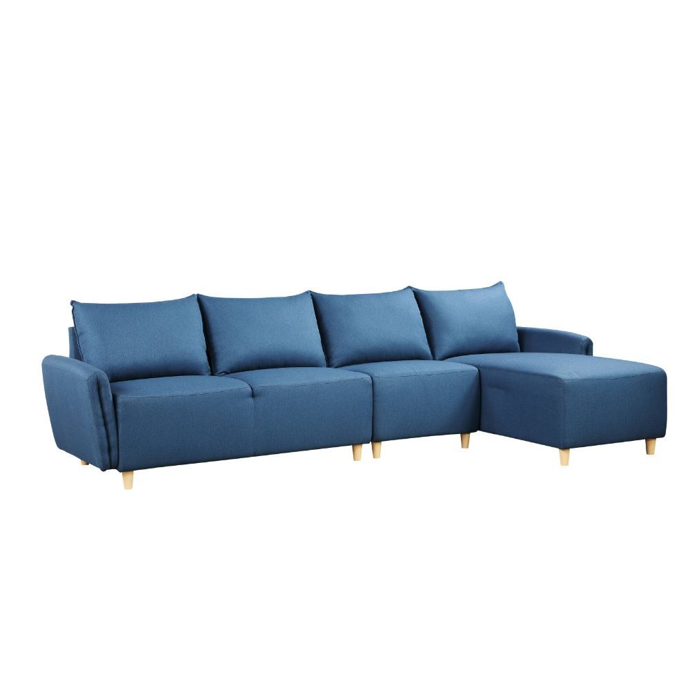 Marcin Blue Fabric Sectional Sofa