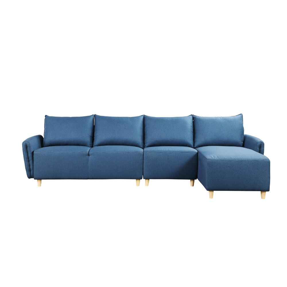 Marcin Blue Fabric Sectional Sofa