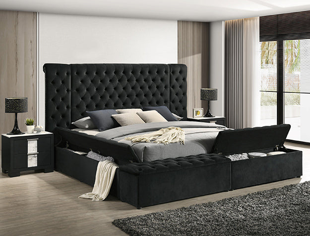 Liliana King Fb W/Storage Blac Footboard