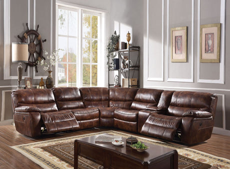 Brax Two Tone Brown Leather-Gel Sectional Sofa