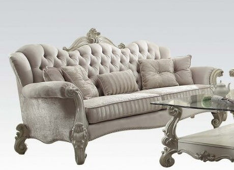 Acme Versailles 2-Piece Living Room Set in Ivory Velvet and Bone White