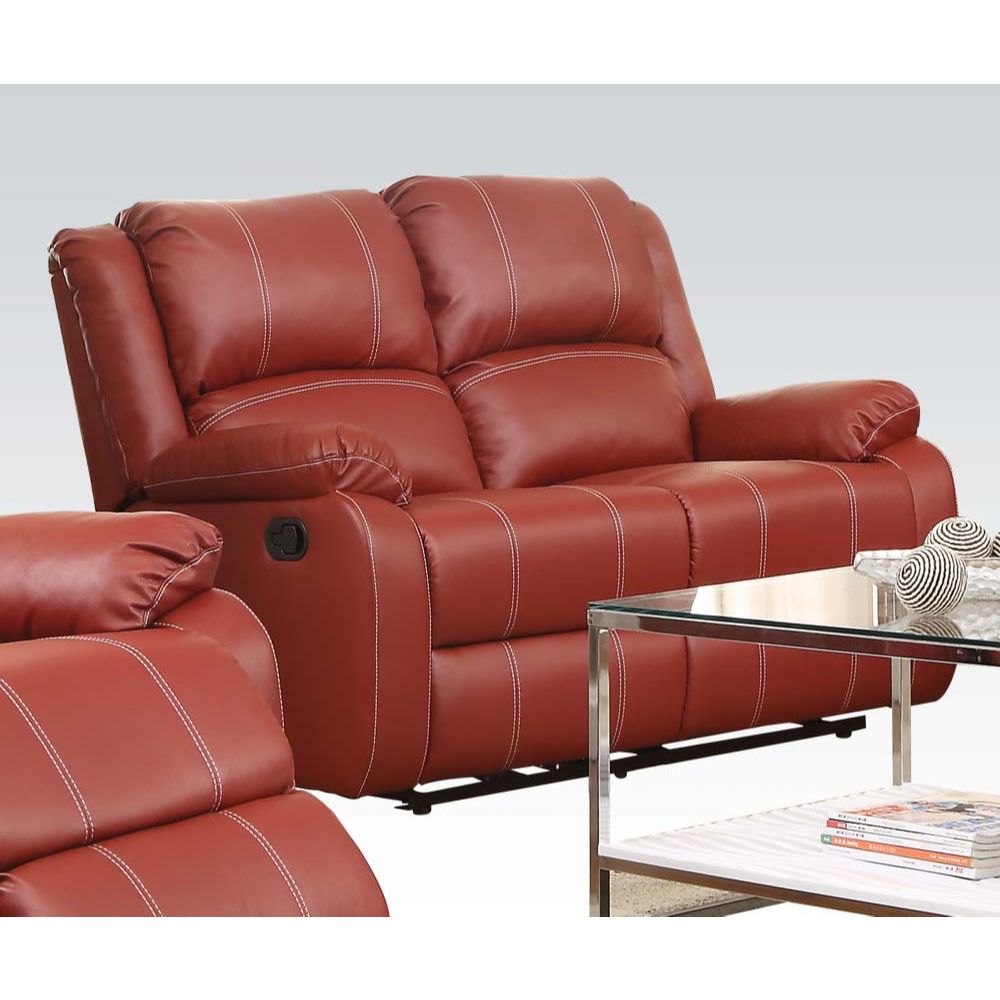 Zuriel Red Synthetic Leather Loveseat