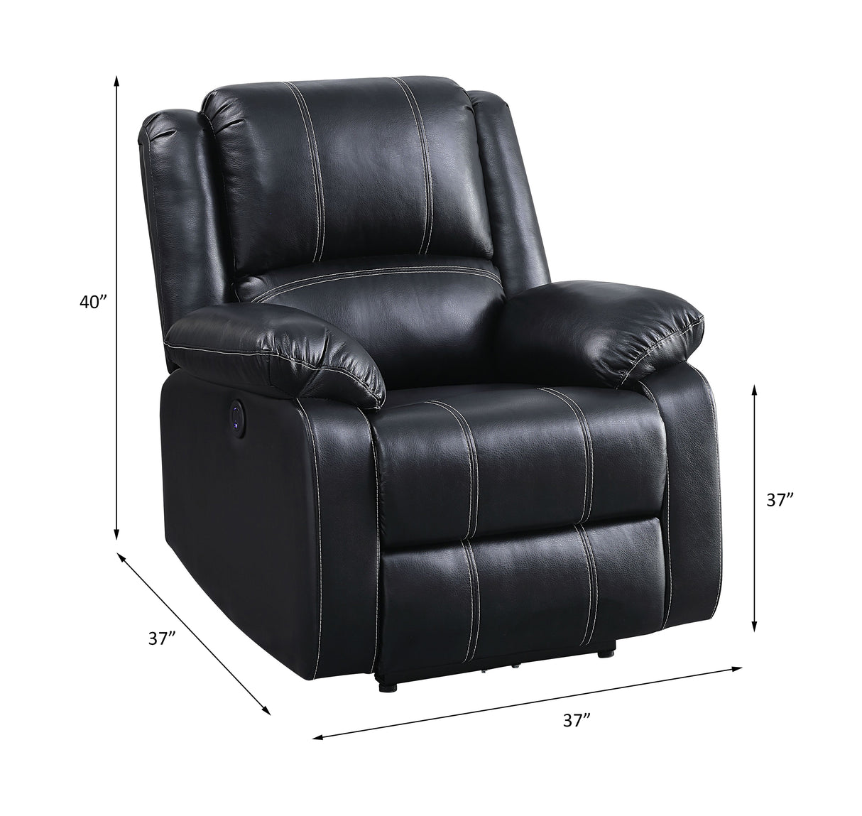 Zuriel Black Synthetic Leather Recliner