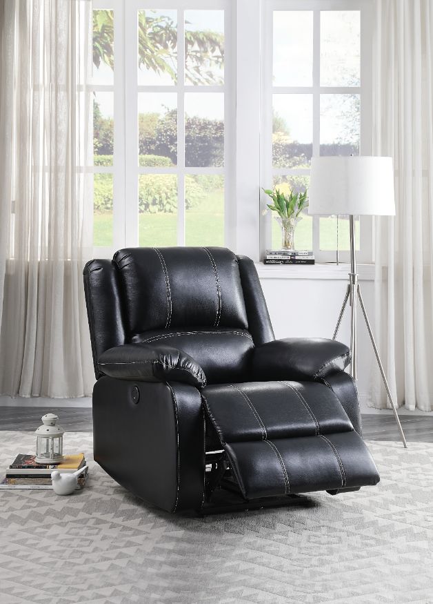 Zuriel Black Synthetic Leather Recliner