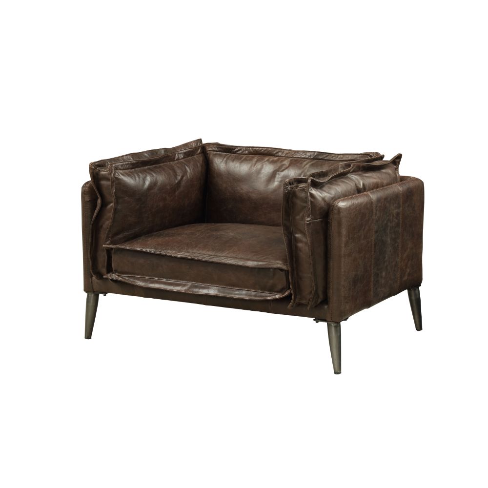 Porchester Distress Chocolate Top Grain Leather Chair