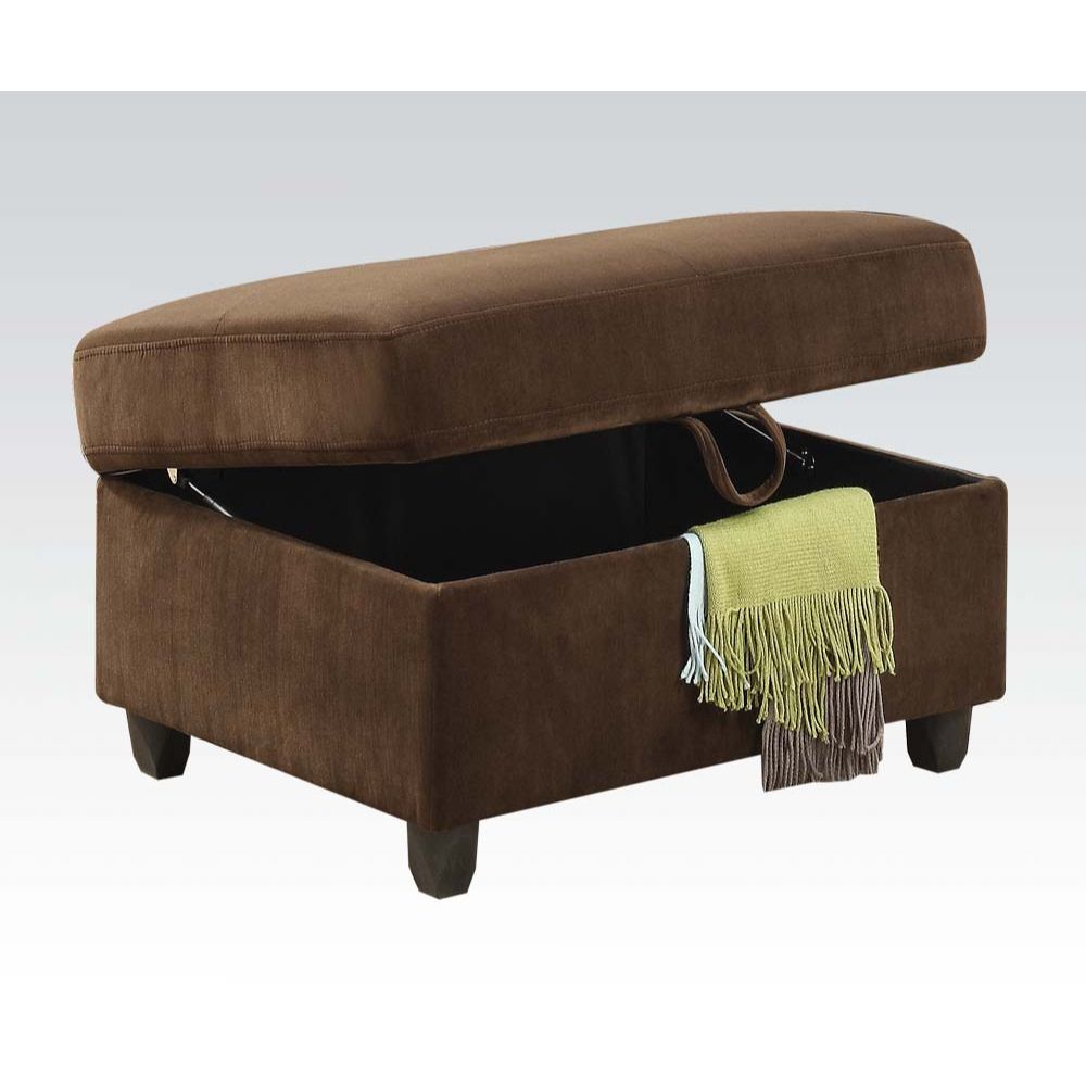 Belville Chocolate Velvet Ottoman