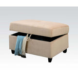 Belville Beige Velvet Ottoman