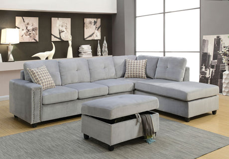 Belville Gray Velvet Sectional Sofa