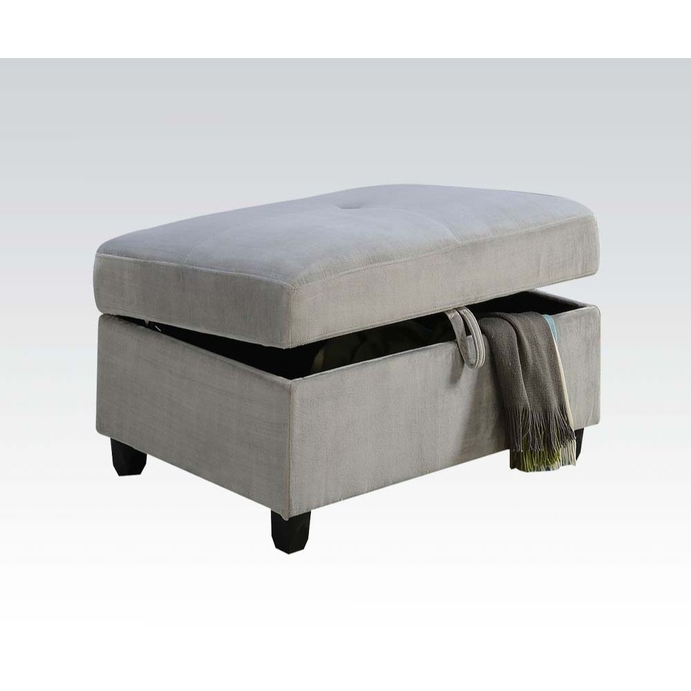 Belville Gray Velvet Ottoman