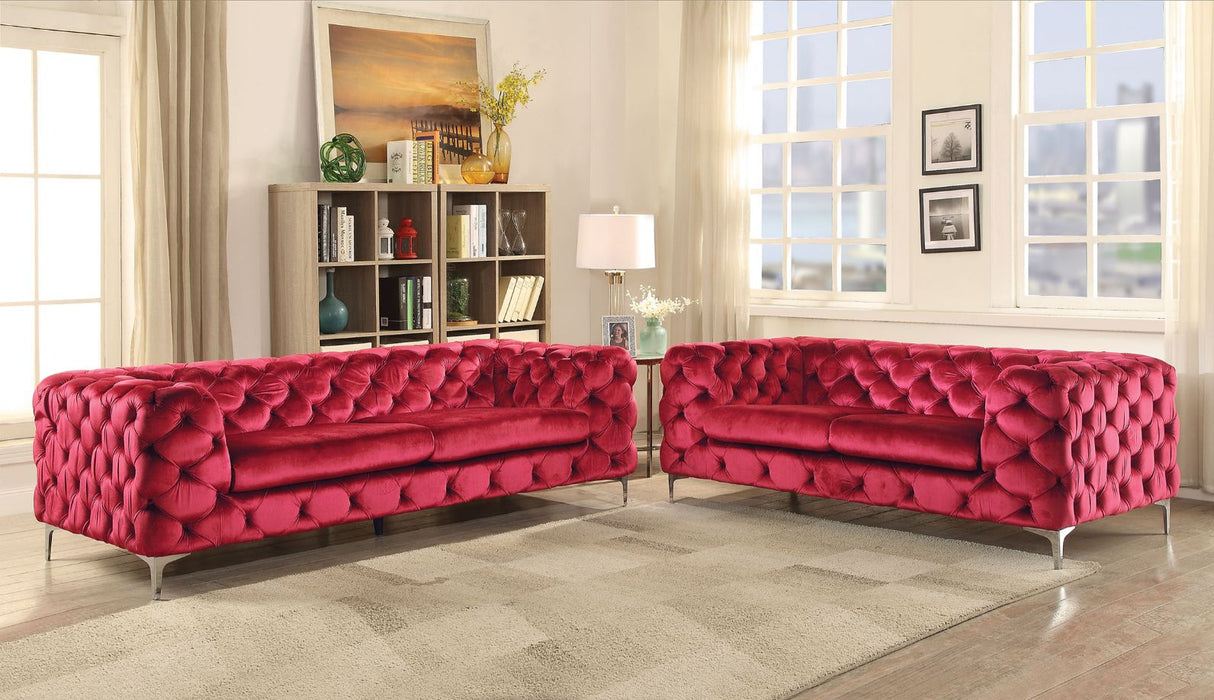 Adam Red Velvet Sofa