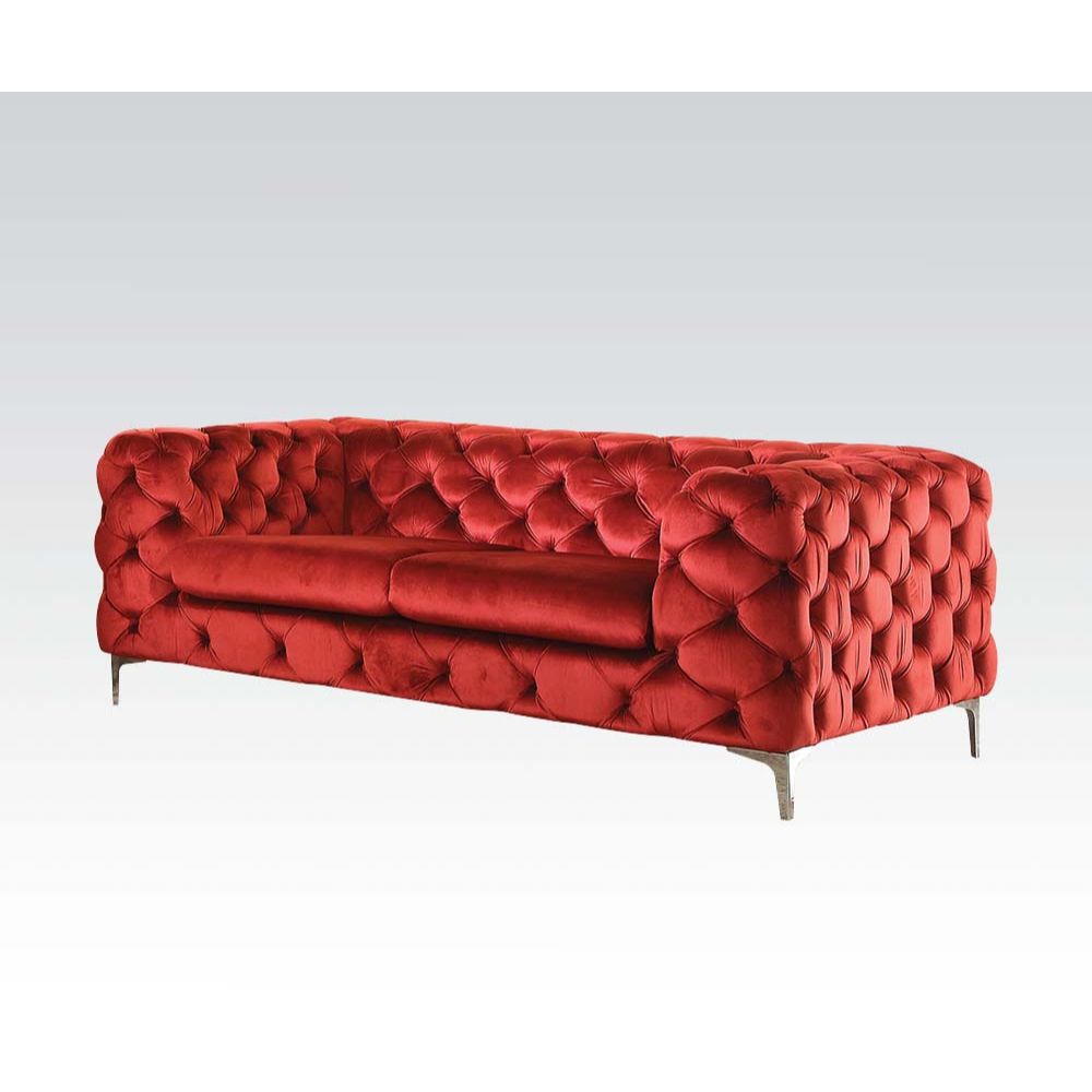 Adam Red Velvet Loveseat