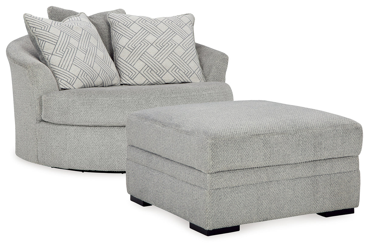 Casselbury Oversized Swivel Chair and Ottoman