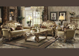 Acme Vendome 2-Piece PU Living Room Set in Gold Patina