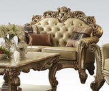 Acme Vendome 2-Piece PU Living Room Set in Gold Patina