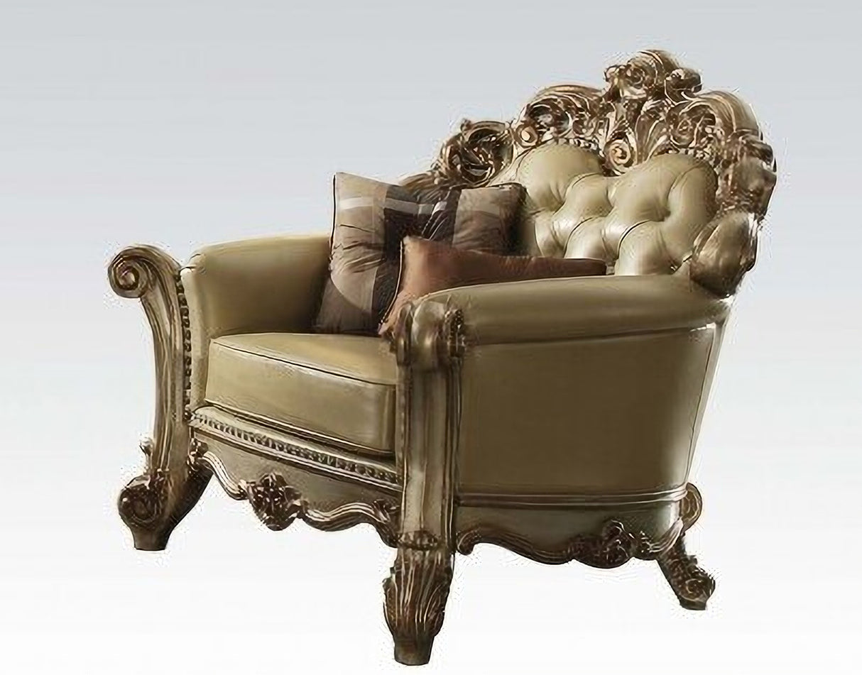 Acme Vendome 2-Piece PU Living Room Set in Gold Patina