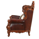 Eustoma Cherry Top Grain Leather Match & Walnut Finish Chair