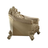 Vendome Bone Synthetic Leather & Gold Patina Finish Ii Chair