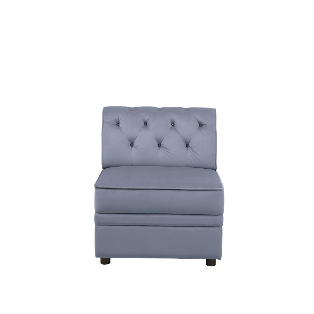 Bois Gray Velvet Ii Armless Chair