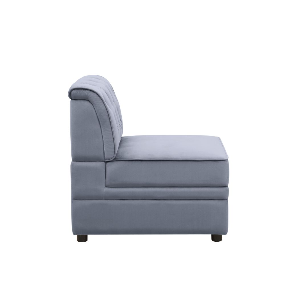 Bois Gray Velvet Ii Armless Chair