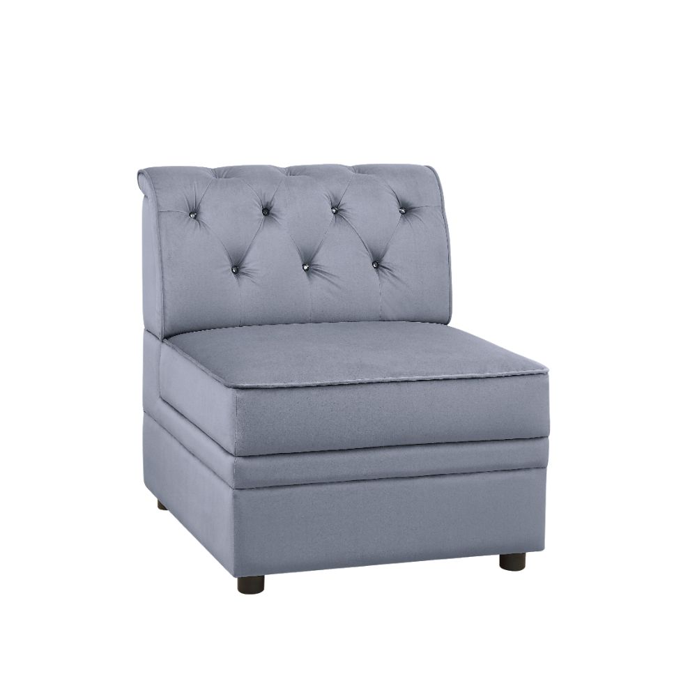 Bois Gray Velvet Ii Armless Chair