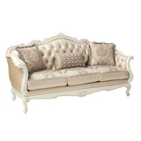 Chantelle Rose Gold Synthetic Leather /Fabric & Pearl White Finish Sofa