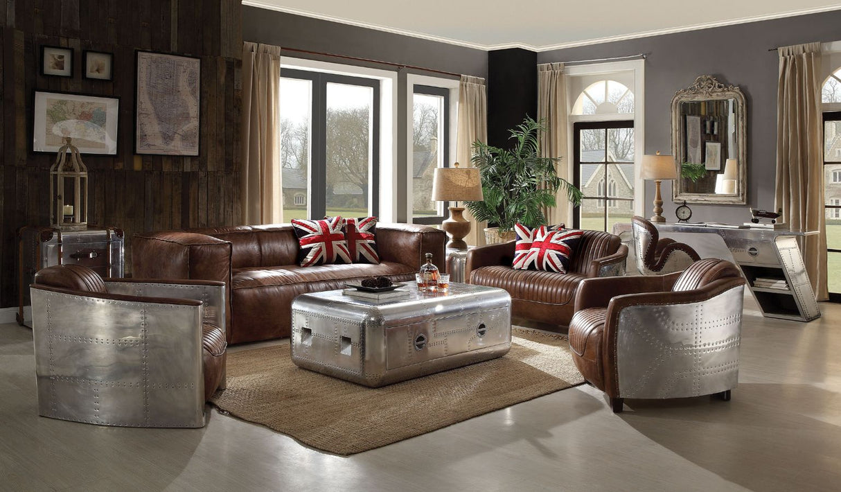 Brancaster Retro Brown Top Grain Leather Sofa