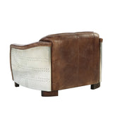 Brancaster Retro Brown Top Grain Leather & Aluminum Loveseat