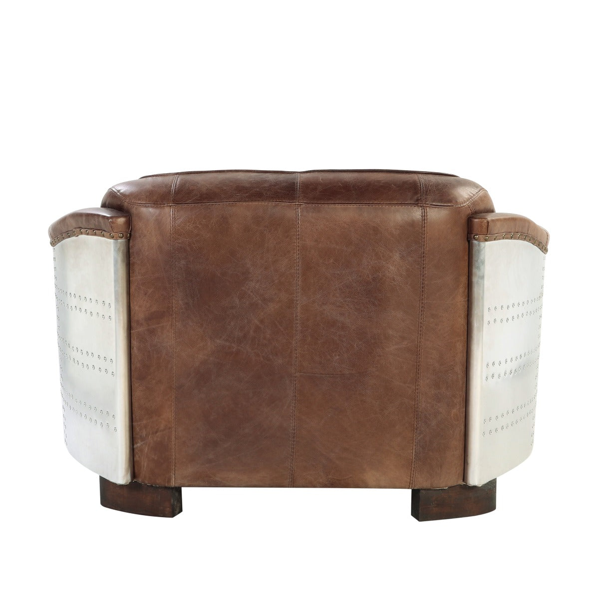 Brancaster Retro Brown Top Grain Leather & Aluminum Loveseat