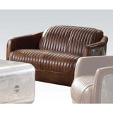 Brancaster Retro Brown Top Grain Leather & Aluminum Loveseat