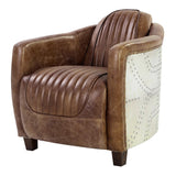 Brancaster Retro Brown Top Grain Leather & Aluminum Chair