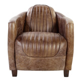 Brancaster Retro Brown Top Grain Leather & Aluminum Chair