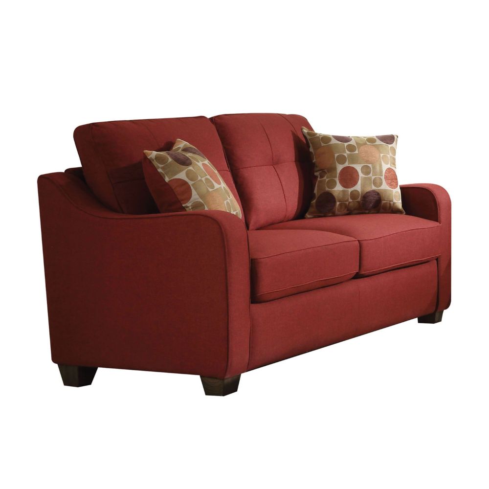 Cleavon Red Linen Ii Loveseat