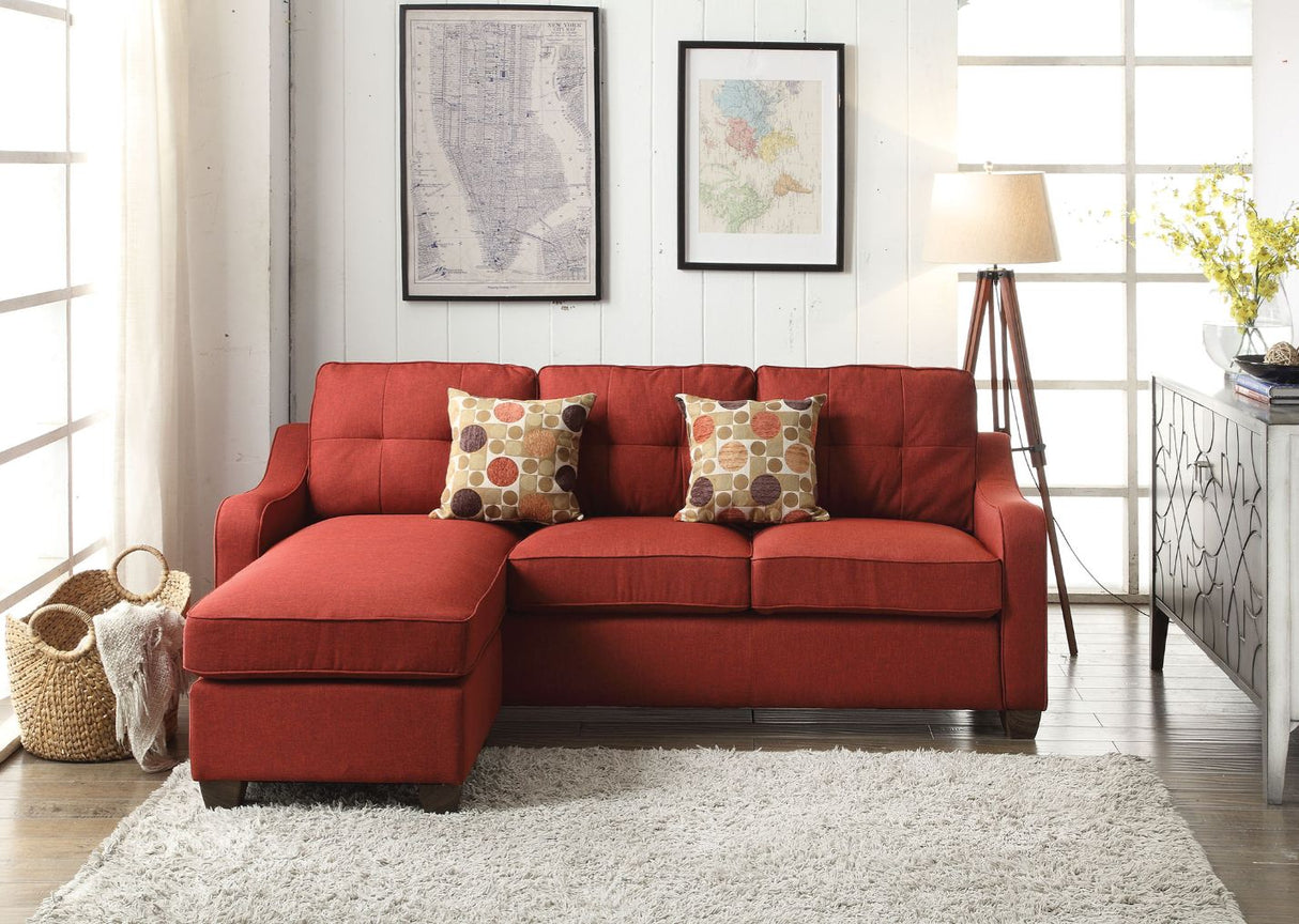 Cleavon Red Linen Ii Sectional Sofa