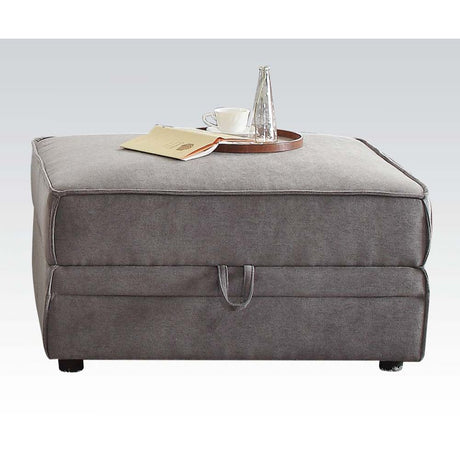 Bois Gray Velvet Ottoman