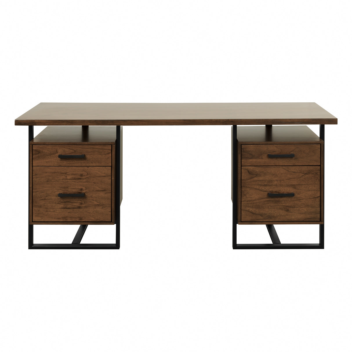 Sedley Walnut And Rustic Black Metal Writing Desk