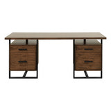 Sedley Walnut And Rustic Black Metal Writing Desk