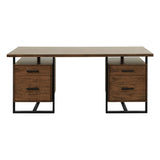 Sedley Walnut And Rustic Black Metal Writing Desk