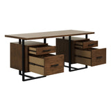 Sedley Walnut And Rustic Black Metal Writing Desk