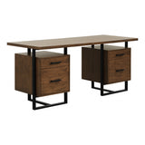 Sedley Walnut And Rustic Black Metal Writing Desk