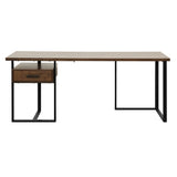 Sedley Walnut And Rustic Black Metal Return Desk