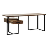 Sedley Walnut And Rustic Black Metal Return Desk