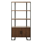 Sedley Walnut And Rustic Black Metal Bookcase