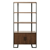 Sedley Walnut And Rustic Black Metal Bookcase