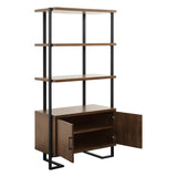 Sedley Walnut And Rustic Black Metal Bookcase