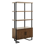 Sedley Walnut And Rustic Black Metal Bookcase