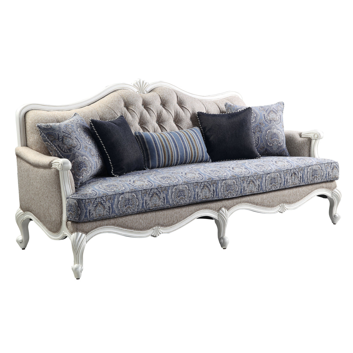 Ciddrenar Fabric & White Finish Sofa