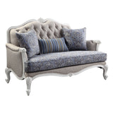 Ciddrenar Fabric & White Finish Loveseat