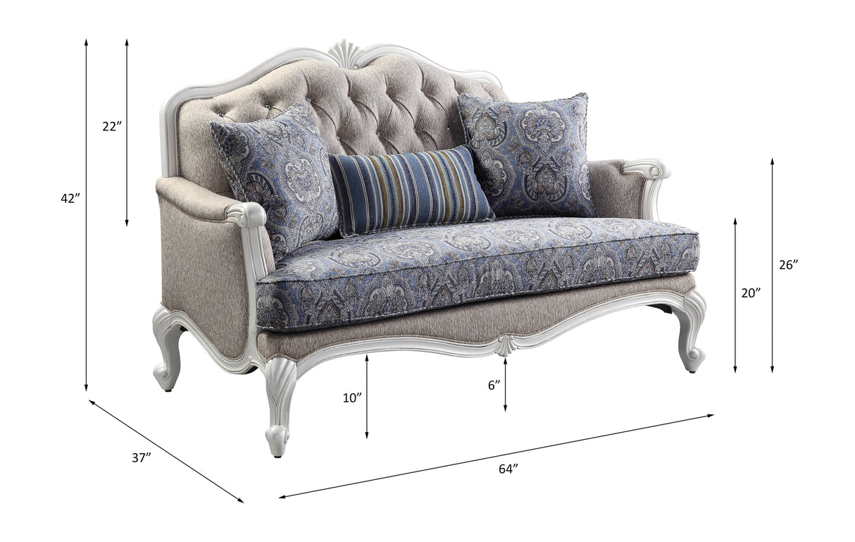 Ciddrenar Fabric & White Finish Loveseat