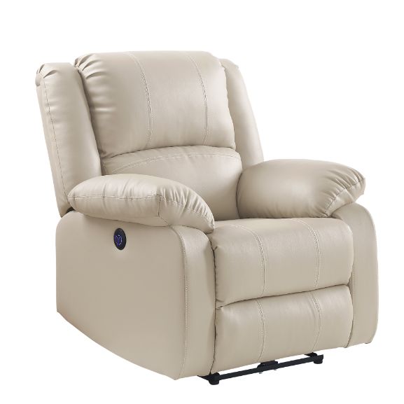 Zuriel Beige Synthetic Leather Recliner